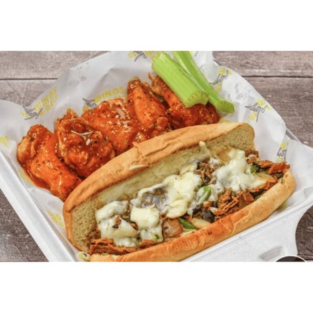 Cheesesteak & 5 PCS Wings W/ Fries